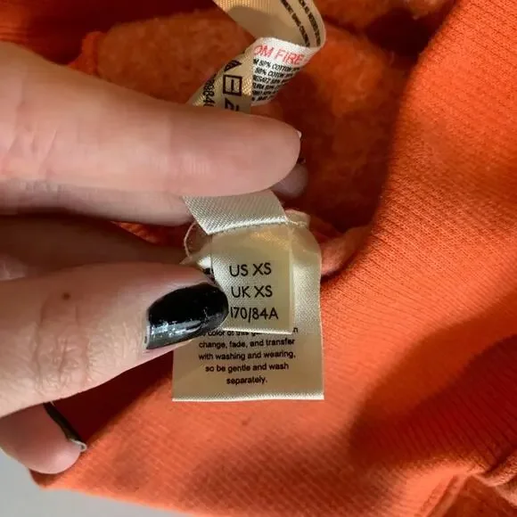 FP Movement Hoodie Womens XS Orange Fleece Lined Believe It Lace Up Free People - Picture 9 of 12